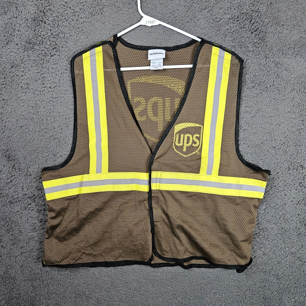 WearGuard UPS Seasonal Helper Safety Vest Brown Yellow Reflective Mesh M/L